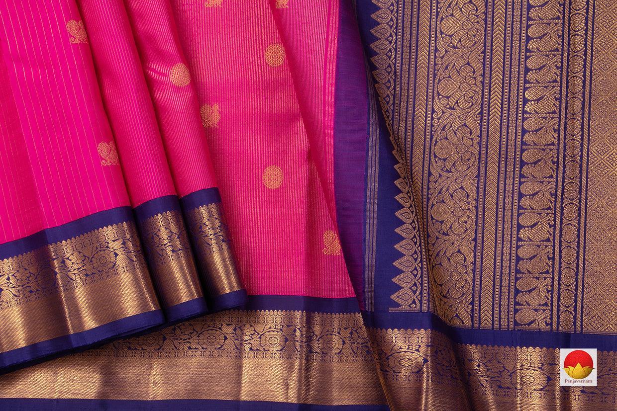 Pink Kanchipuram Silk Saree Handwoven Pure Silk Pure Zari Vaira Oosi For Wedding Wear PV NYC 744 - Silk Sari - Panjavarnam PV NYC 744