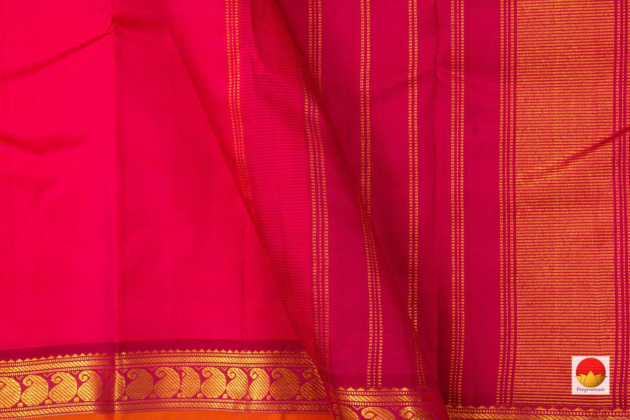 Pink Kanchipuram Silk Saree Handwoven Pure Silk Pure Zari With Small Border For Festive Wear PV J 3126 - Silk Sari - Panjavarnam