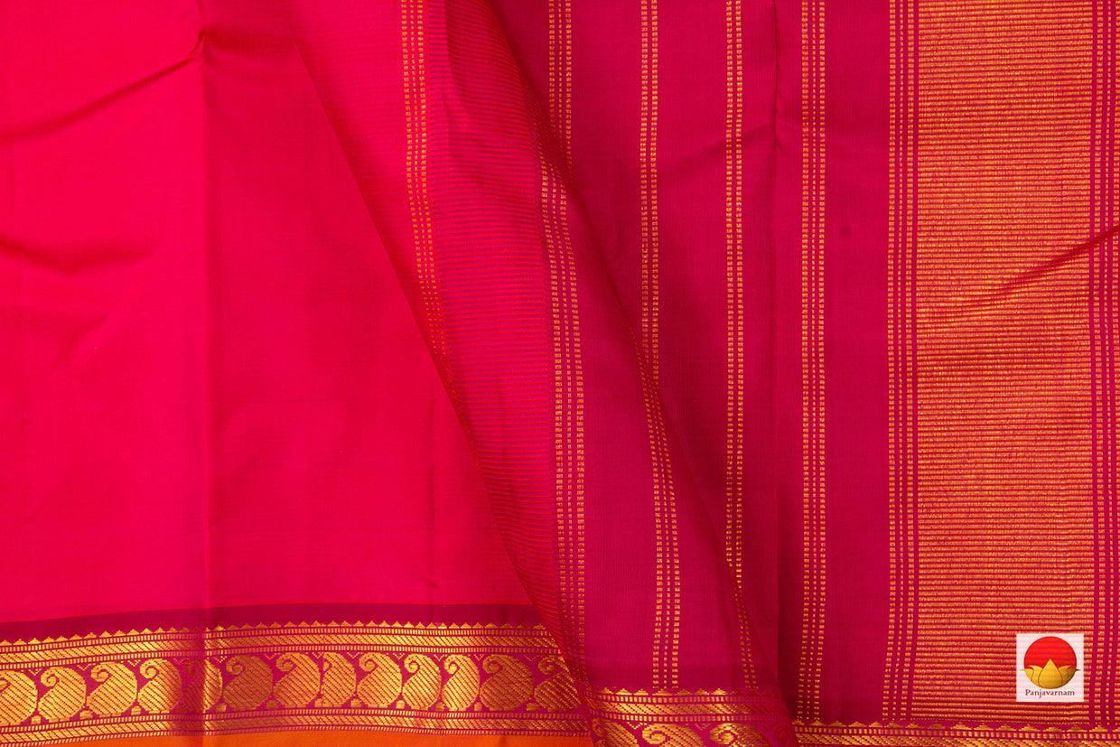 Pink Kanchipuram Silk Saree Handwoven Pure Silk Pure Zari With Small Border For Festive Wear PV J 3126 - Silk Sari - Panjavarnam PV J 3126