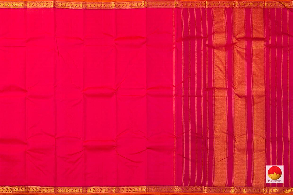 Pink Kanchipuram Silk Saree Handwoven Pure Silk Pure Zari With Small Border For Festive Wear PV J 3126 - Silk Sari - Panjavarnam PV J 3126