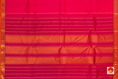 Pink Kanchipuram Silk Saree Handwoven Pure Silk Pure Zari With Small Border For Festive Wear PV J 3126 - Silk Sari - Panjavarnam PV J 3126
