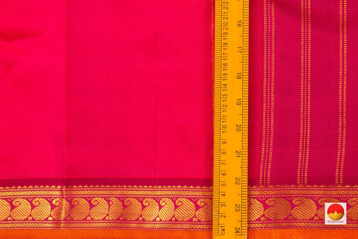 Pink Kanchipuram Silk Saree Handwoven Pure Silk Pure Zari With Small Border For Festive Wear PV J 3126 - Silk Sari - Panjavarnam PV J 3126