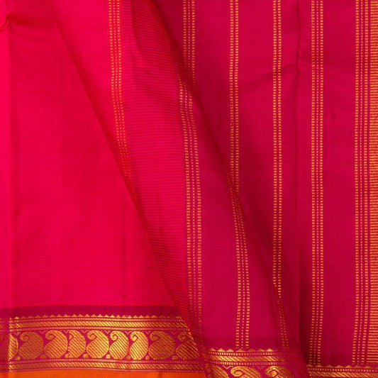 Pink Kanchipuram Silk Saree Handwoven Pure Silk Pure Zari With Small Border For Festive Wear PV J 3126 - Silk Sari - Panjavarnam PV J 3126