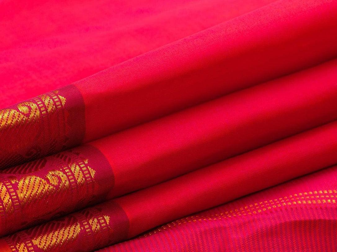 Pink Kanchipuram Silk Saree Handwoven Pure Silk Pure Zari With Small Border For Festive Wear PV J 3126 - Silk Sari - Panjavarnam PV J 3126