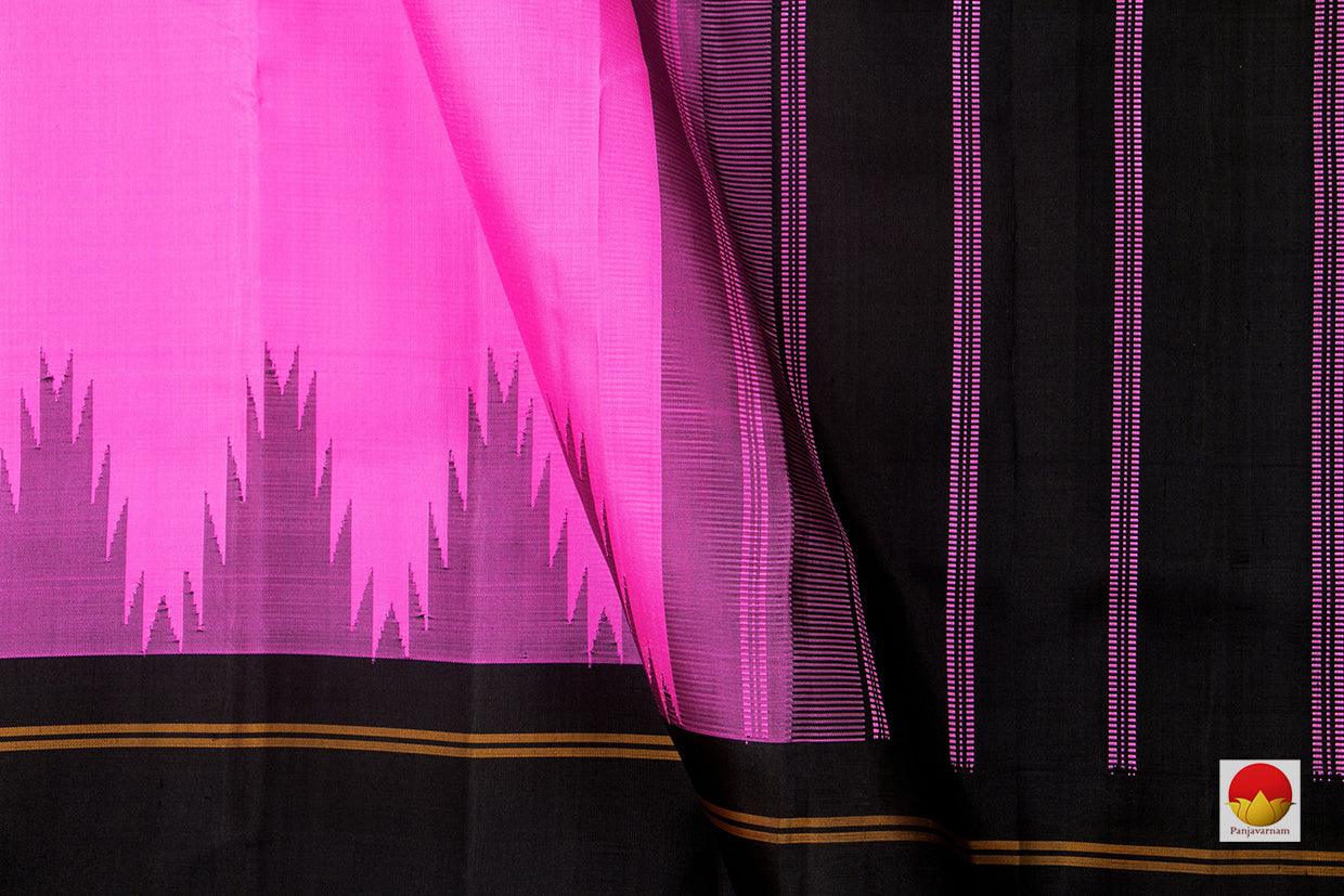 Pink Kanchipuram Silk Saree Handwoven Pure Silk Temple Border No Zari PV KNN 195 - Silk Sari - Panjavarnam