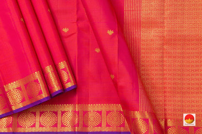 Pink Kanchipuram Silk Saree With Kamalam Motifs Handwoven Pure Silk Pure Zari For Festive Wear PV ABI 1234 - Silk Sari - Panjavarnam PV ABI 1234