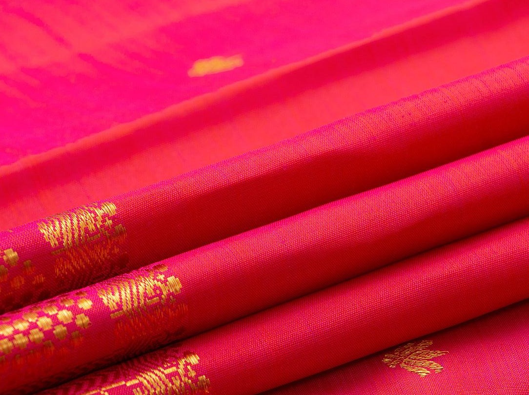 Pink Kanchipuram Silk Saree With Kamalam Motifs Handwoven Pure Silk Pure Zari For Festive Wear PV ABI 1234 - Silk Sari - Panjavarnam PV ABI 1234