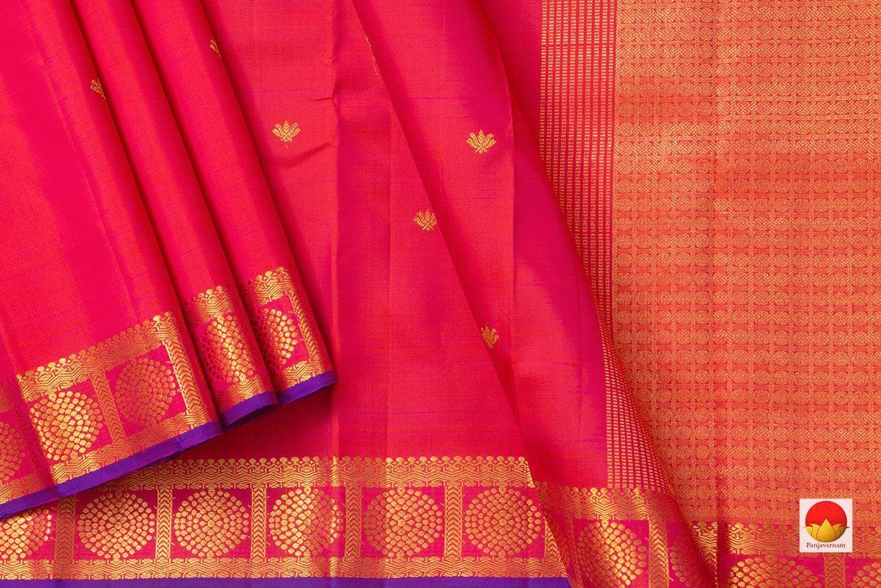 Pink Kanchipuram Silk Saree With Kamalam Motifs Handwoven Pure Silk Pure Zari For Festive Wear PV ABI 1234 - Silk Sari - Panjavarnam PV ABI 1234