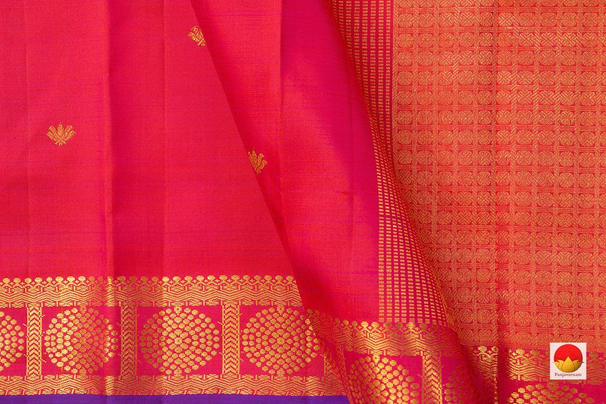 Pink Kanchipuram Silk Saree With Kamalam Motifs Handwoven Pure Silk Pure Zari For Festive Wear PV ABI 1234 - Silk Sari - Panjavarnam PV ABI 1234