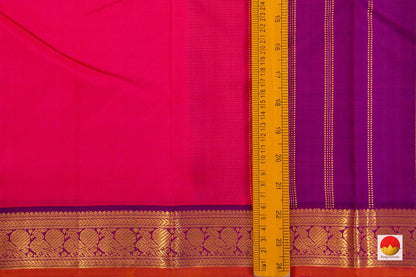 Pink Kanchipuram Silk Saree With Magenta Border Handwoven Pure Silk Pure Zari For Festive Wear PV J 6104 - Silk Sari - Panjavarnam