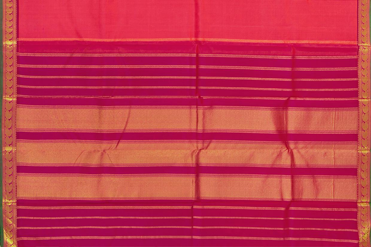 Pink Kanchipuram Silk Saree With Short Border Handwoven Pure Silk For Festive Wear PV J 451 - Silk Sari - Panjavarnam PV J 451