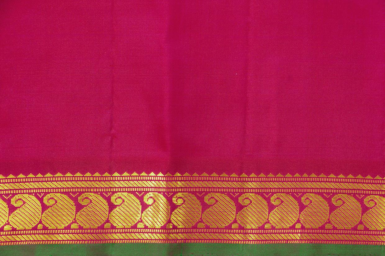 Pink Kanchipuram Silk Saree With Short Border Handwoven Pure Silk For Festive Wear PV J 451 - Silk Sari - Panjavarnam PV J 451