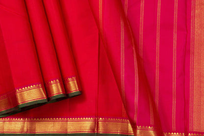 Pink Kanchipuram Silk Saree With Small Border Handwoven Pure Silk For Festive Wear PV J 444 - Silk Sari - Panjavarnam PV J 444