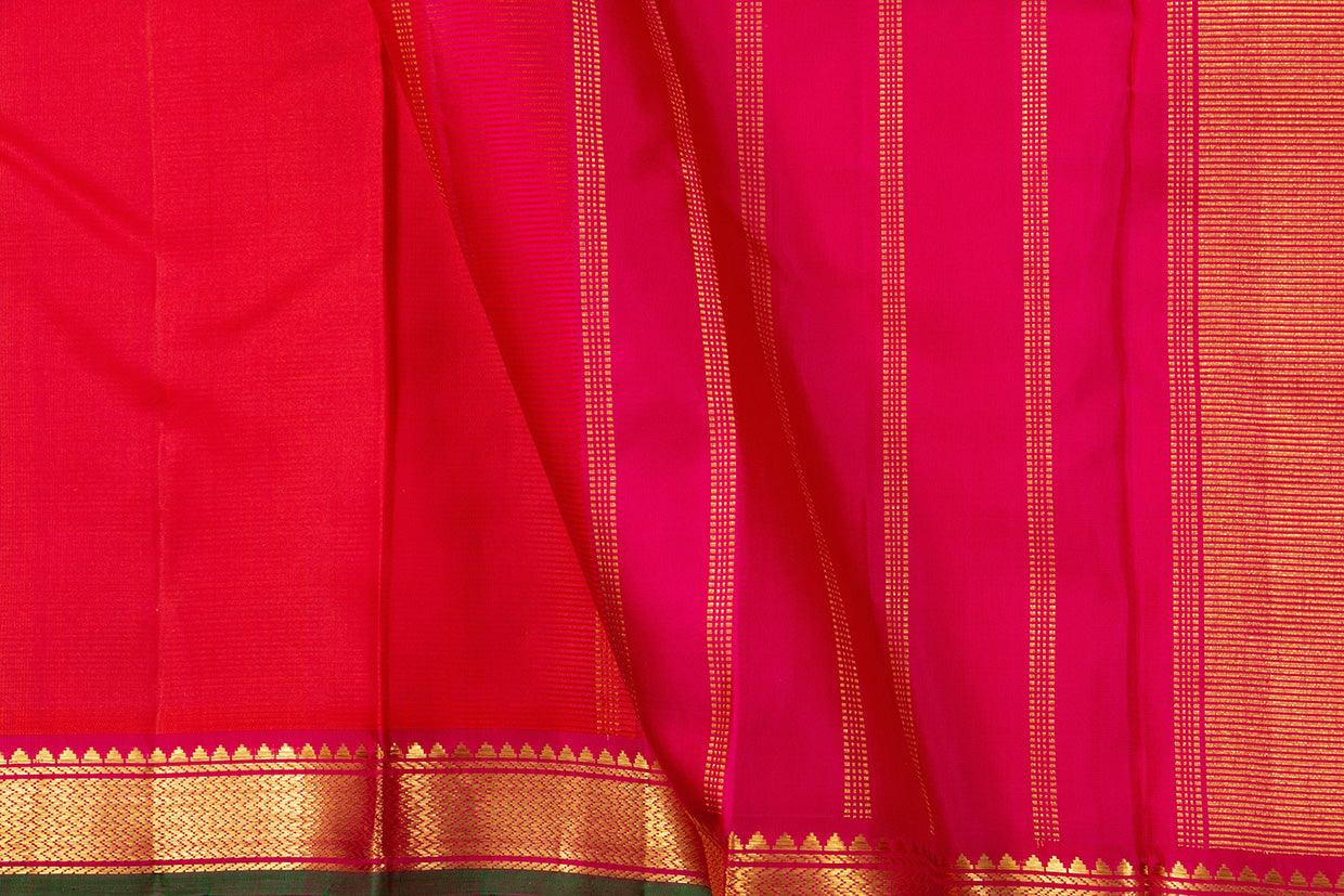 Pink Kanchipuram Silk Saree With Small Border Handwoven Pure Silk For Festive Wear PV J 444 - Silk Sari - Panjavarnam PV J 444