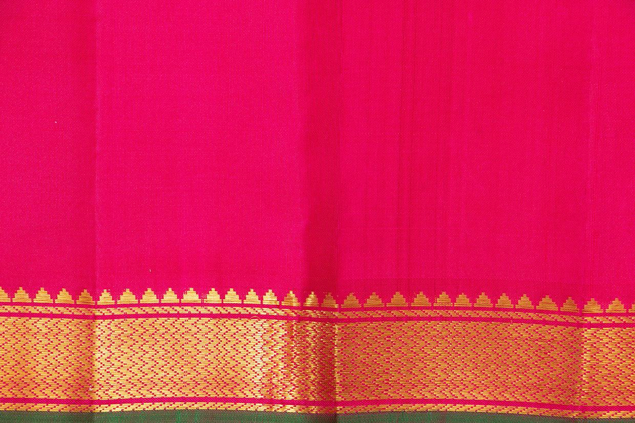 Pink Kanchipuram Silk Saree With Small Border Handwoven Pure Silk For Festive Wear PV J 444 - Silk Sari - Panjavarnam PV J 444