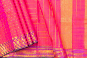 Pink Kanchipuram Silk Saree With Small Border Handwoven Pure Silk For Wedding Wear PV NYC 1036 - Silk Sari - Panjavarnam PV NYC 1036