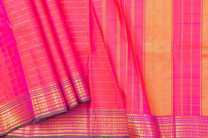 Pink Kanchipuram Silk Saree With Small Border Handwoven Pure Silk For Wedding Wear PV NYC 1036 - Silk Sari - Panjavarnam PV NYC 1036