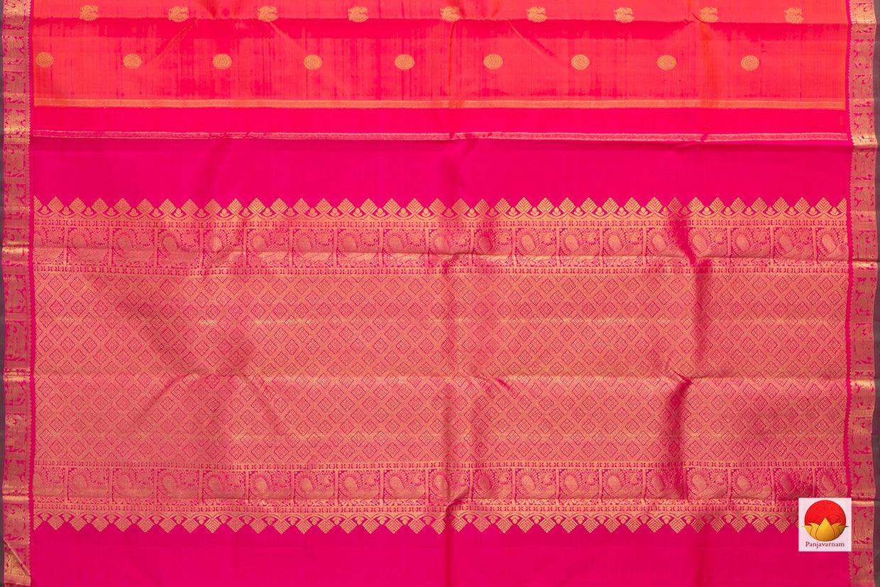 Pink Kanchipuram Silk Saree With Small Border Handwoven Pure Silk Pure Zari For Bride's Maid PV NYC 946 - Silk Sari - Panjavarnam