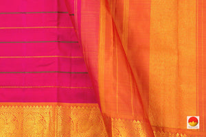 Pink Kanchipuram Silk Saree With Veldhari Stripes Handwoven Pure Silk Pure Zari For Festive Wear - PV J 7264 - Silk Sari - Panjavarnam PV J 7264