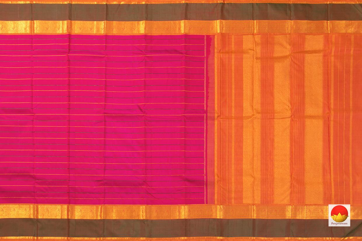 Pink Kanchipuram Silk Saree With Veldhari Stripes Handwoven Pure Silk Pure Zari For Festive Wear - PV J 7264 - Silk Sari - Panjavarnam PV J 7264