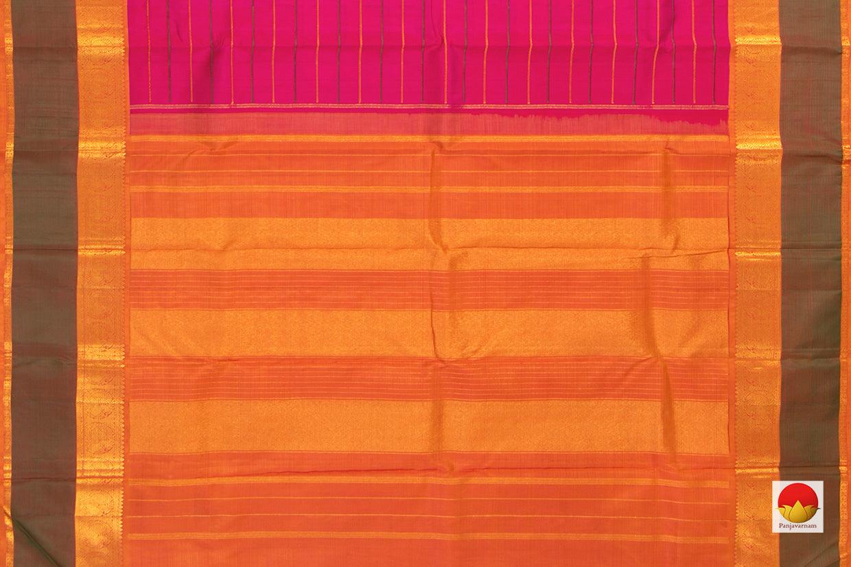 Pink Kanchipuram Silk Saree With Veldhari Stripes Handwoven Pure Silk Pure Zari For Festive Wear - PV J 7264 - Silk Sari - Panjavarnam PV J 7264