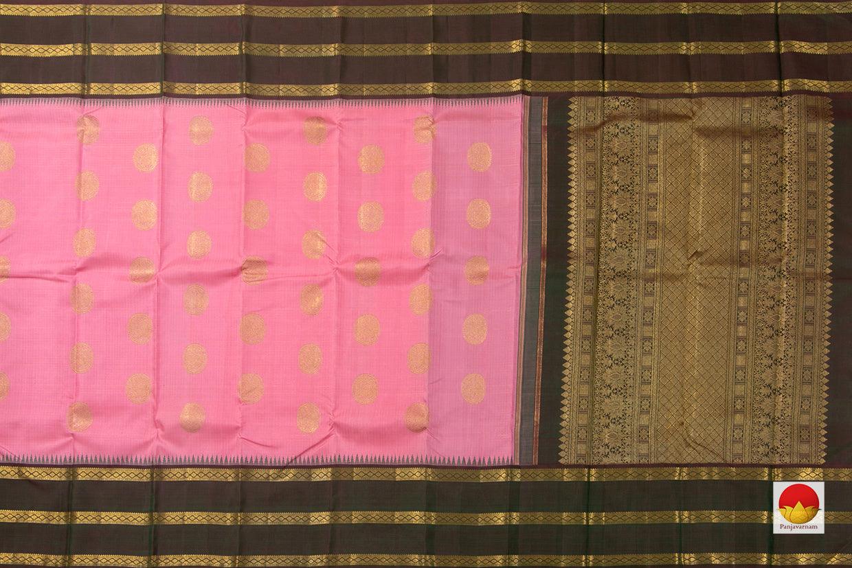 Pink Kanchipuram Silk Saree With Zari Checks Handwoven Pure Silk Pure Zari PV NYC 633 - Silk Sari - Panjavarnam PV NYC 633