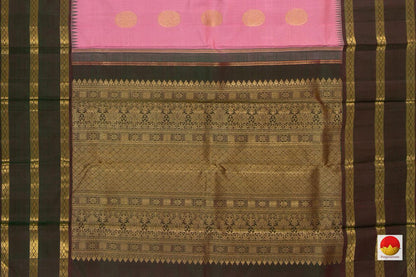 Pink Kanchipuram Silk Saree With Zari Checks Handwoven Pure Silk Pure Zari PV NYC 633 - Silk Sari - Panjavarnam PV NYC 633