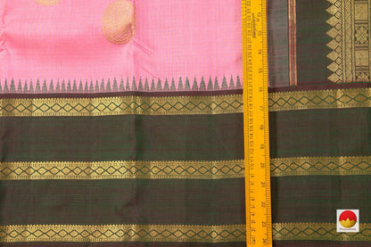 Pink Kanchipuram Silk Saree With Zari Checks Handwoven Pure Silk Pure Zari PV NYC 633 - Silk Sari - Panjavarnam PV NYC 633