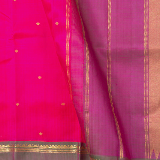 Pink Kanjivaram Silk Saree With Medium Border Handwoven Pure Silk For Festive Wear PV ABI 2230 - Silk Sari - Panjavarnam PV ABI 2230