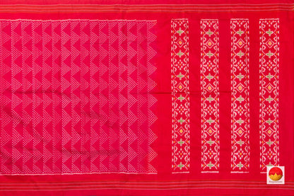Pink Pochampally Silk Saree With Red Border Ikat Handwoven Pure Silk For Office Wear PIK 319 - Silk Sari - Panjavarnam