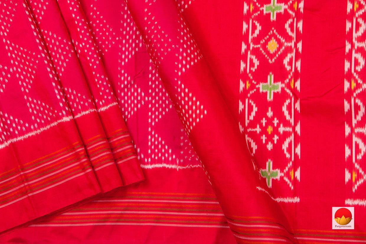 Pink Pochampally Silk Saree With Red Border Ikat Handwoven Pure Silk For Office Wear PIK 319 - Silk Sari - Panjavarnam PIK 319