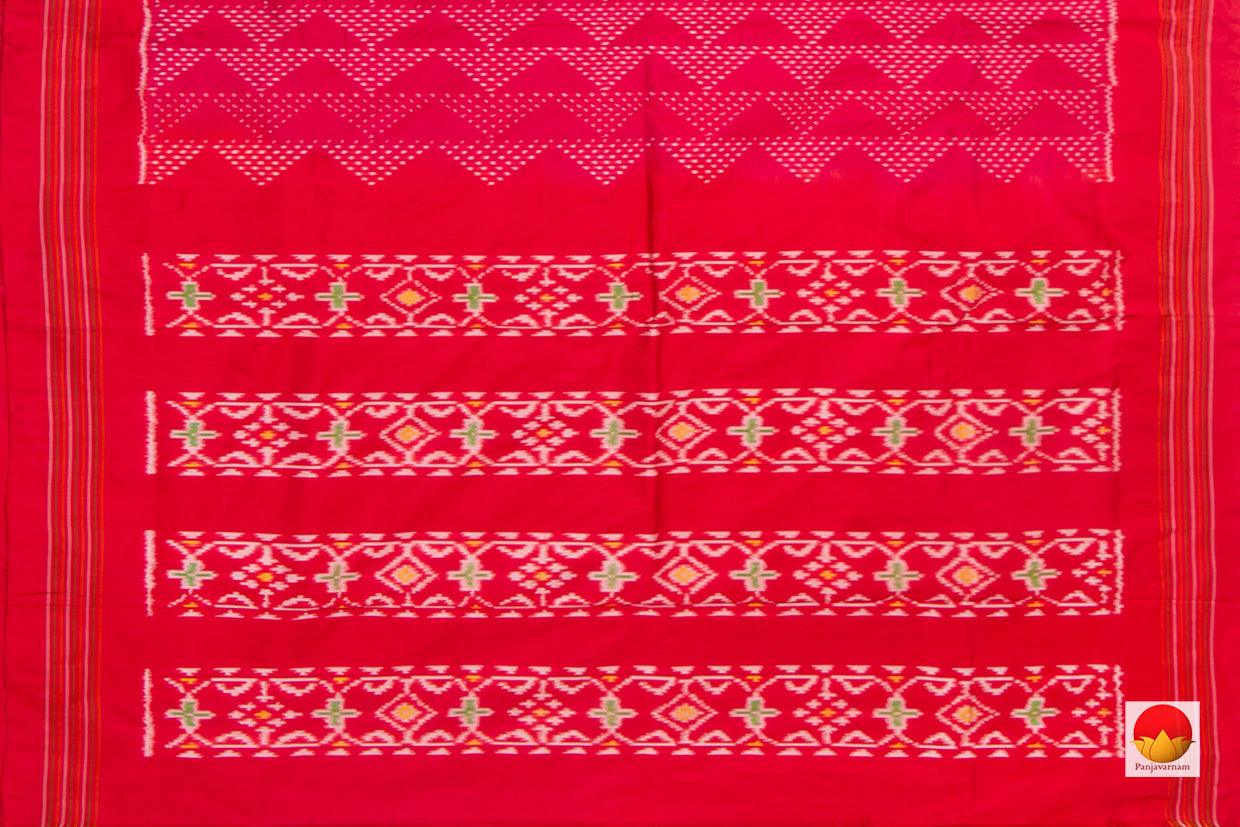 Pink Pochampally Silk Saree With Red Border Ikat Handwoven Pure Silk For Office Wear PIK 319 - Silk Sari - Panjavarnam PIK 319