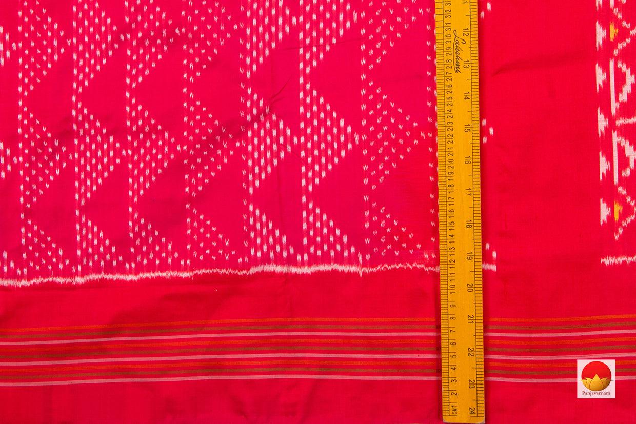 Pink Pochampally Silk Saree With Red Border Ikat Handwoven Pure Silk For Office Wear PIK 319 - Silk Sari - Panjavarnam PIK 319