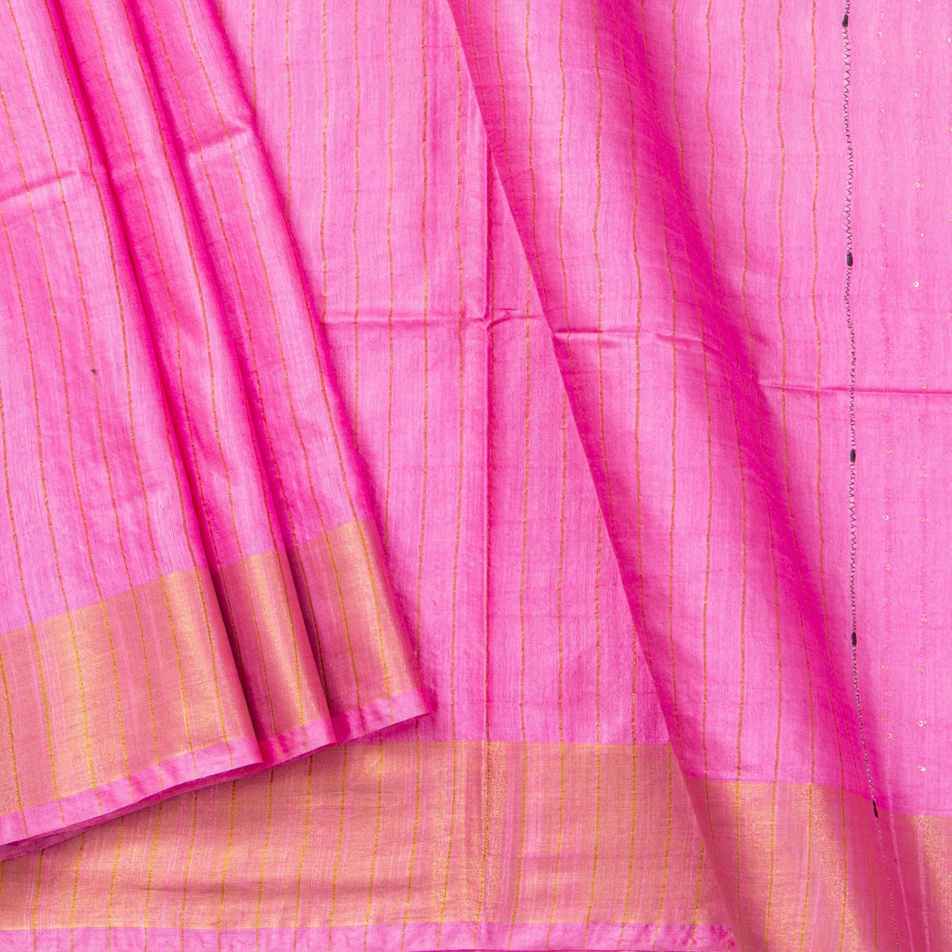 Pink Tussar Silk Saree Handwoven PT 2074 - Tussar Silk - Panjavarnam PT 2074