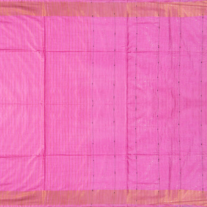 Pink Tussar Silk Saree Handwoven PT 2074 - Tussar Silk - Panjavarnam PT 2074