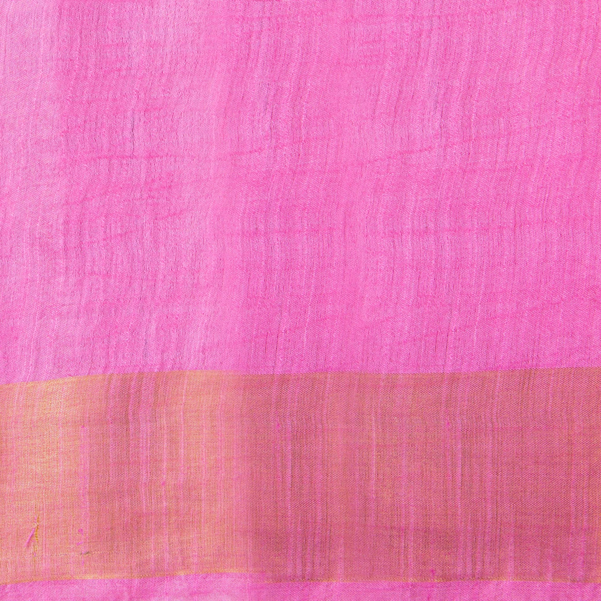 Pink Tussar Silk Saree Handwoven PT 2074 - Tussar Silk - Panjavarnam PT 2074