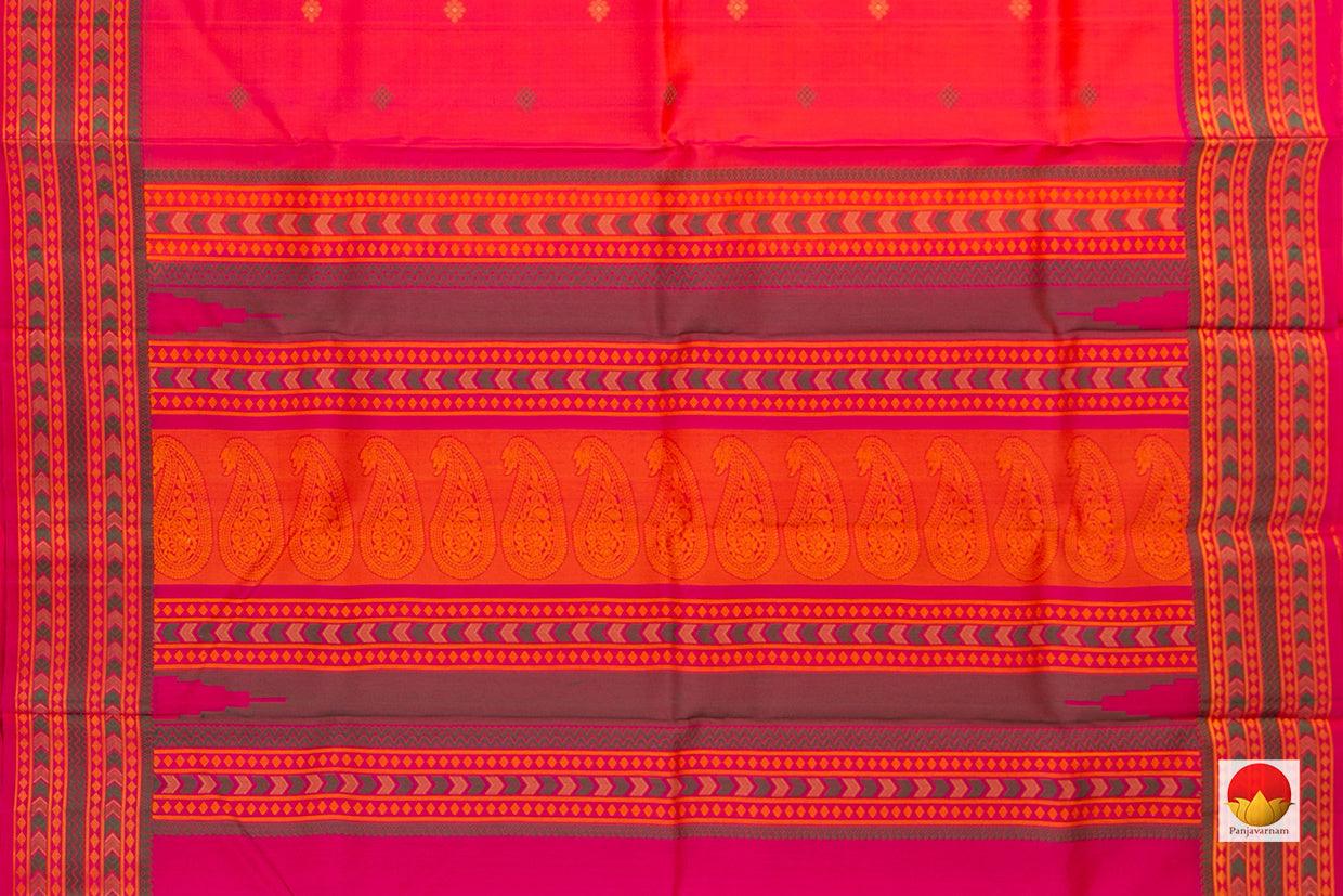 Pink With Floral Buttas Kanchipuram Silk Saree Handwoven Pure Silk No Zari For Festive Wear PV RM NZ 440 - Silk Sari - Panjavarnam PV RM NZ 440