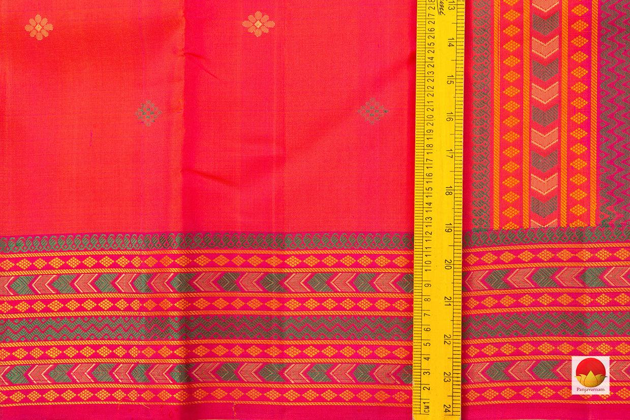 Pink With Floral Buttas Kanchipuram Silk Saree Handwoven Pure Silk No Zari For Festive Wear PV RM NZ 440 - Silk Sari - Panjavarnam PV RM NZ 440