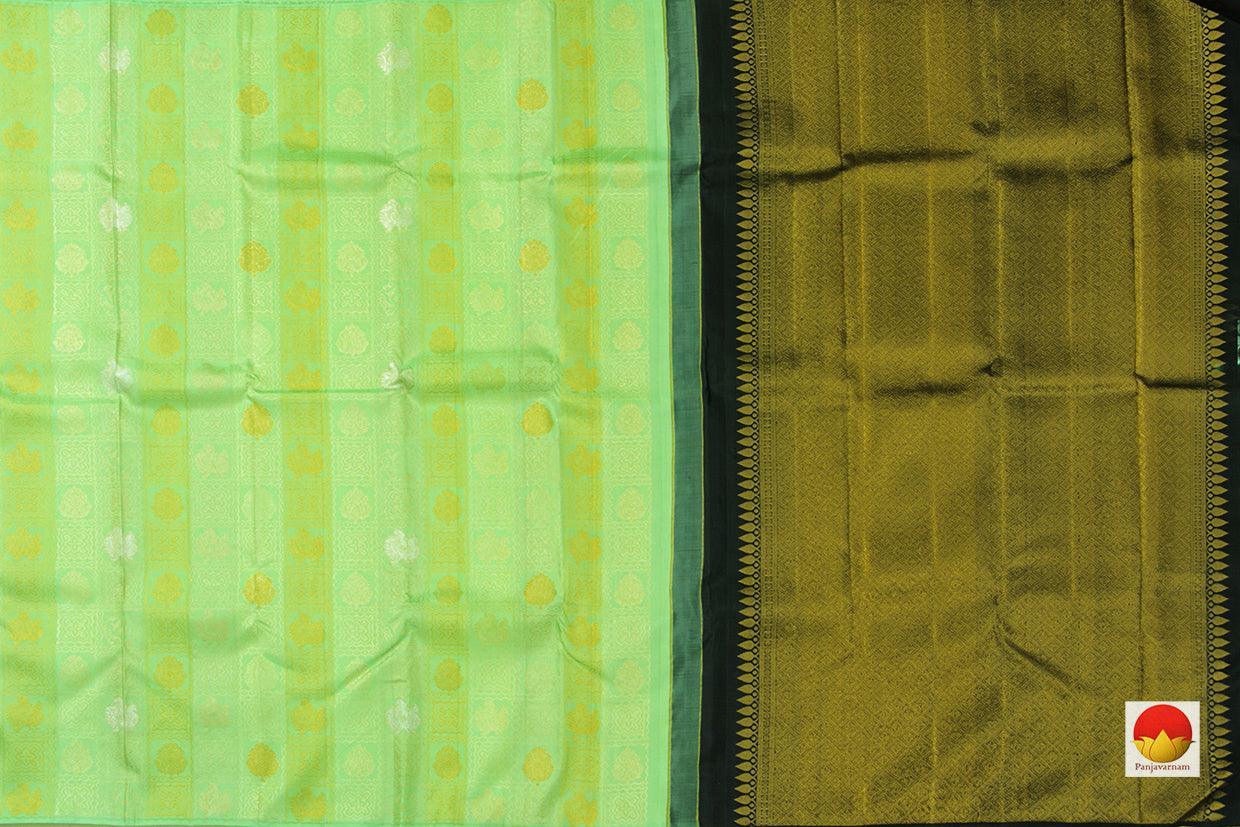 Raw silk with certified tag- Black with pistachio green border shops and pallu