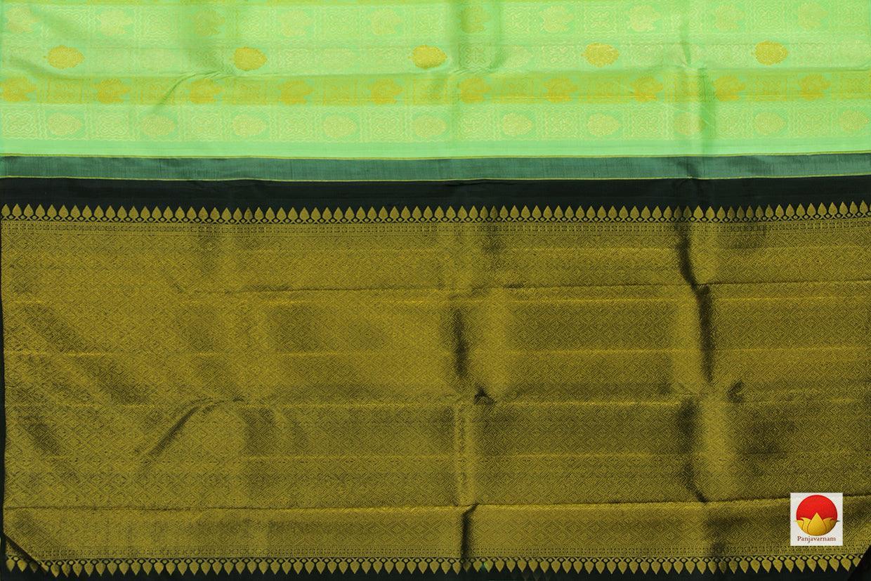 Raw silk with certified tag- Black with pistachio green border shops and pallu