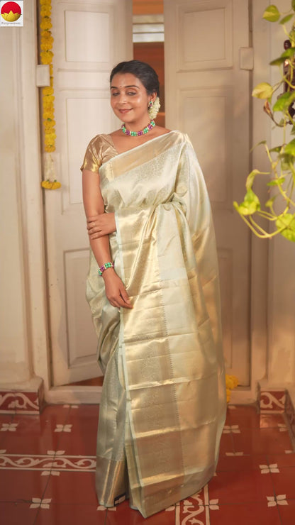 Pastel Blue Kanchipuram Silk Saree For Bridal Wear PV MEN 270
