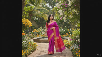 Purple And Red Thirubuvanam Silk Saree For Festive Wear PV ABI 439
