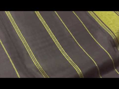 Black And Beige Checks Kanchipuram Silk Saree Handwoven Pure Silk Pure Zari For Office Wear PV GTA 44