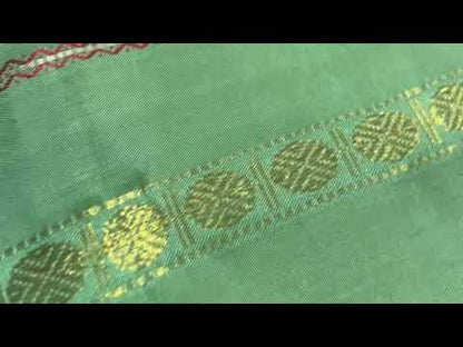 Pastel Green Kanchipuram Silk Saree With Veldhari Stripes Handwoven Pure Silk Pure Zari For Festive Wear PV NYC 675