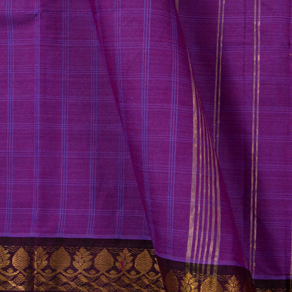 Purple And Brown Kanchi Cotton Saree PV MM KC 132 - Cotton Saree - Panjavarnam PV MM KC 132