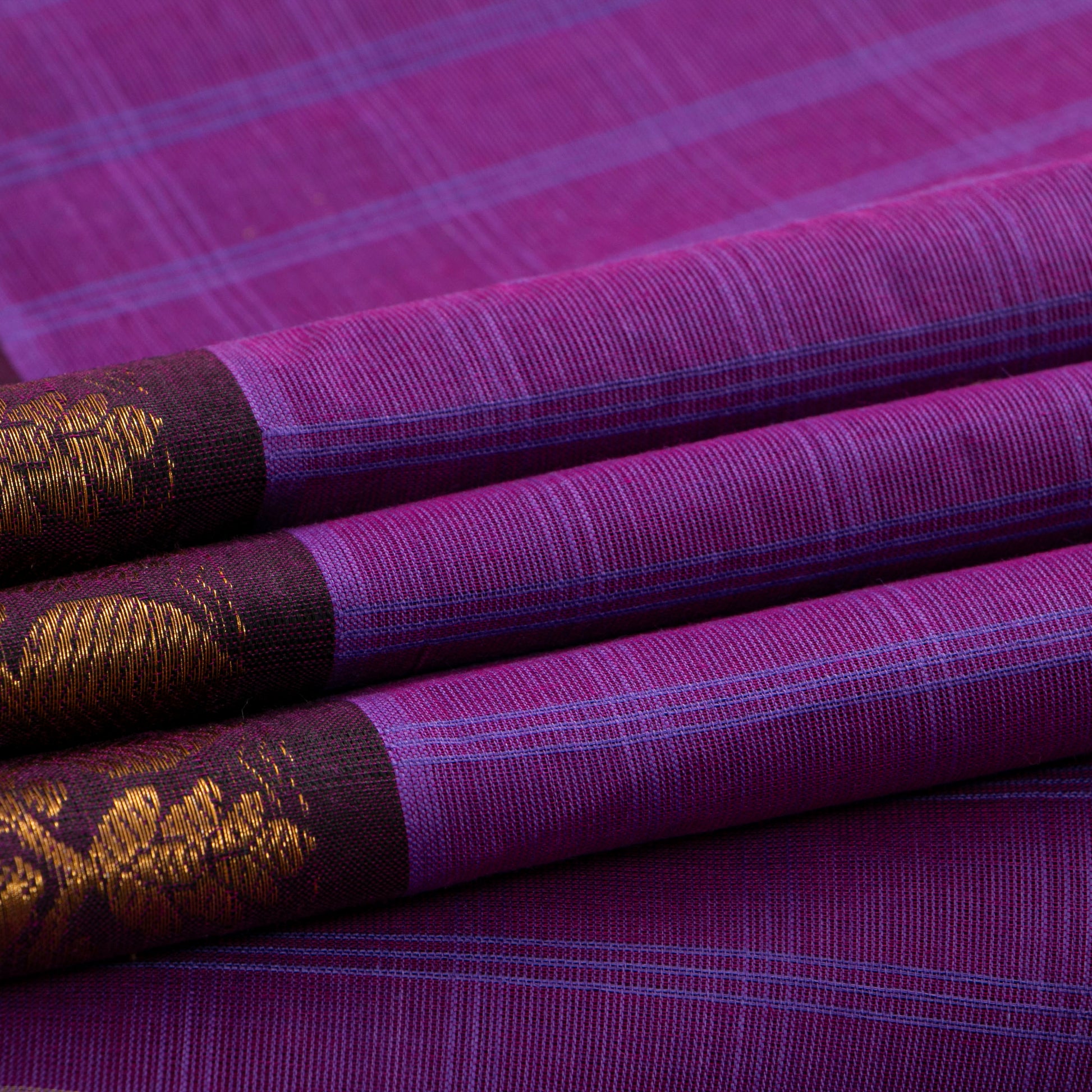 Purple And Brown Kanchi Cotton Saree PV MM KC 132 - Cotton Saree - Panjavarnam PV MM KC 132