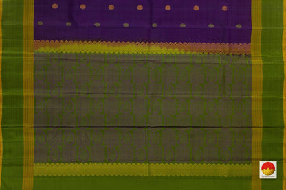 Purple And Green Kanchipuram Silk Saree Handwoven Pure Silk For Office Wear PV KNN 140 - Silk Sari - Panjavarnam