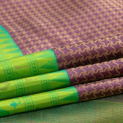 Purple And Green Kanchipuram Silk Saree Paithani Border For Wedding Wear PV NYC 1401 - Silk Sari - Panjavarnam PV NYC 1401
