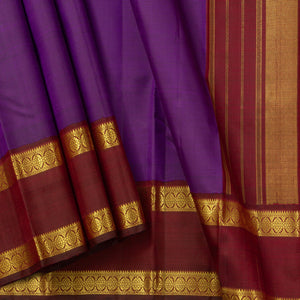 Purple And Maroon Kanjivaram Silk Saree With Rettai Pettu Border For Festive Wear PV NYC 1197 - Silk Sari - Panjavarnam PV NYC 1197