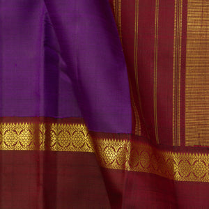 Purple And Maroon Kanjivaram Silk Saree With Rettai Pettu Border For Festive Wear PV NYC 1197 - Silk Sari - Panjavarnam PV NYC 1197